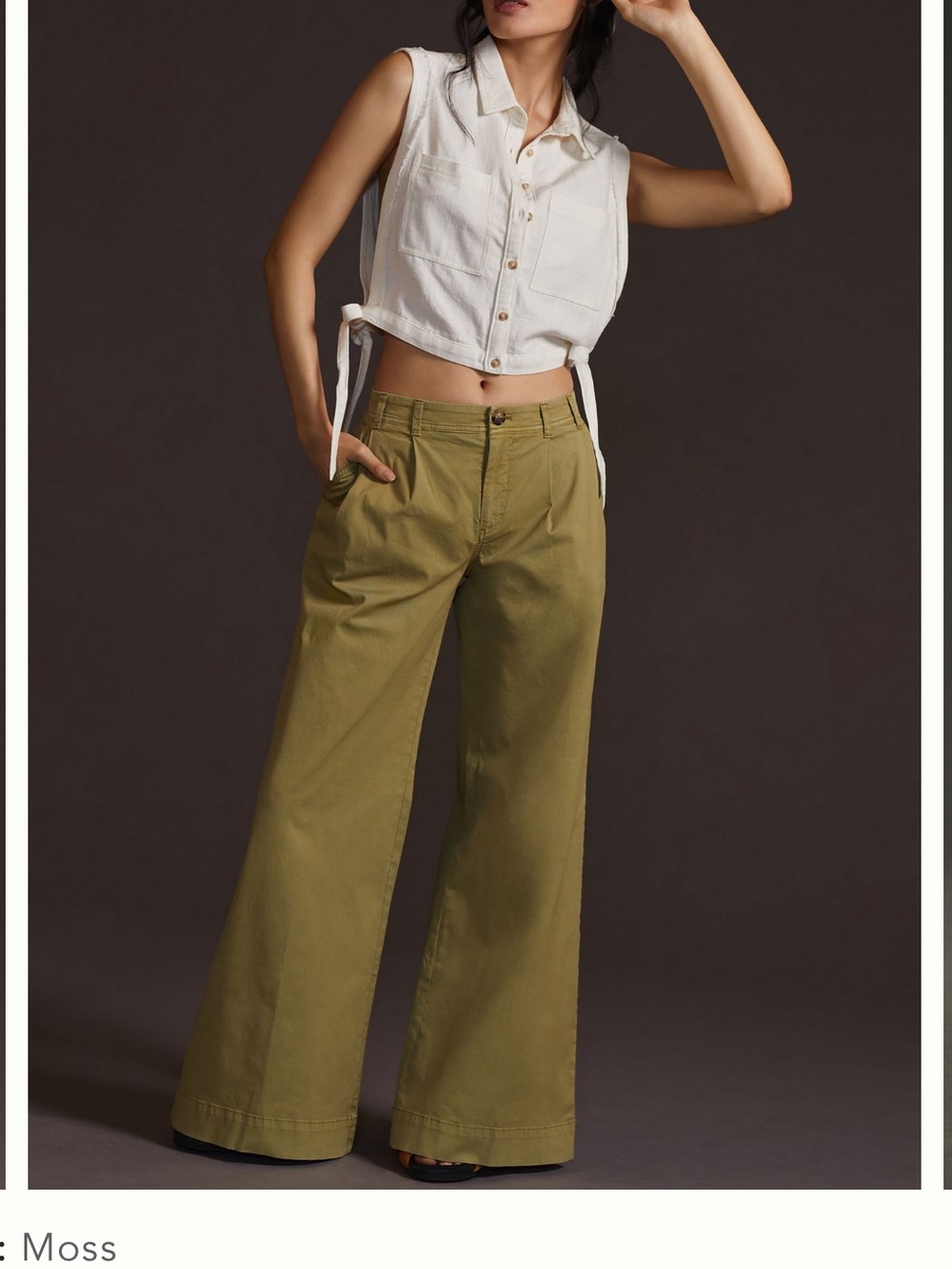 Anthropologie mid rise pleated front wide leg
